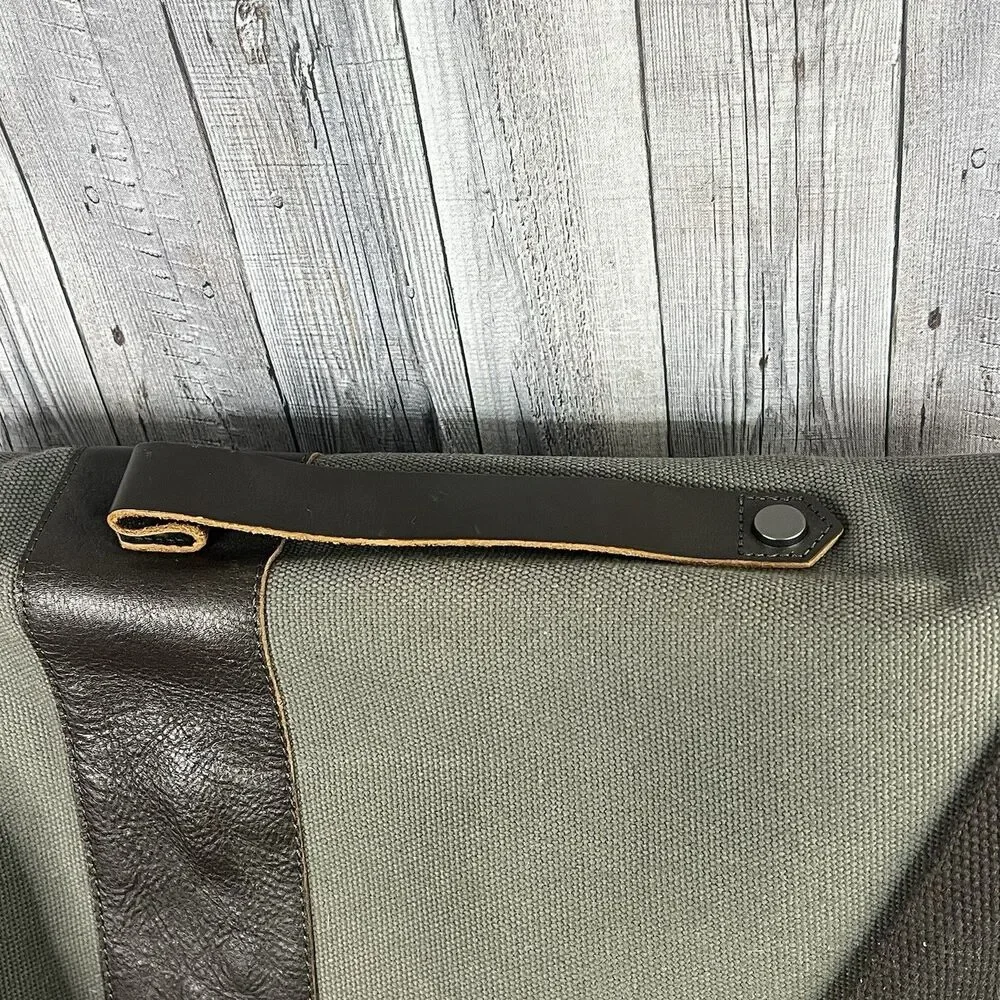 Pottery Barn Messenger Laptop Bag Bradley Leather & Canvas Taupe & Olive Bag